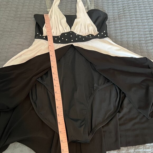 Designs for Dance Adult Small Style# 84830 Black and White Halter Dance Costume - Picture 6 of 8